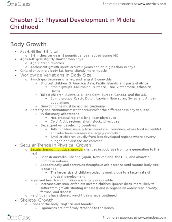 CHD-2220 Chapter Notes - Chapter 11: Health Education, Malocclusion, Cortisol thumbnail