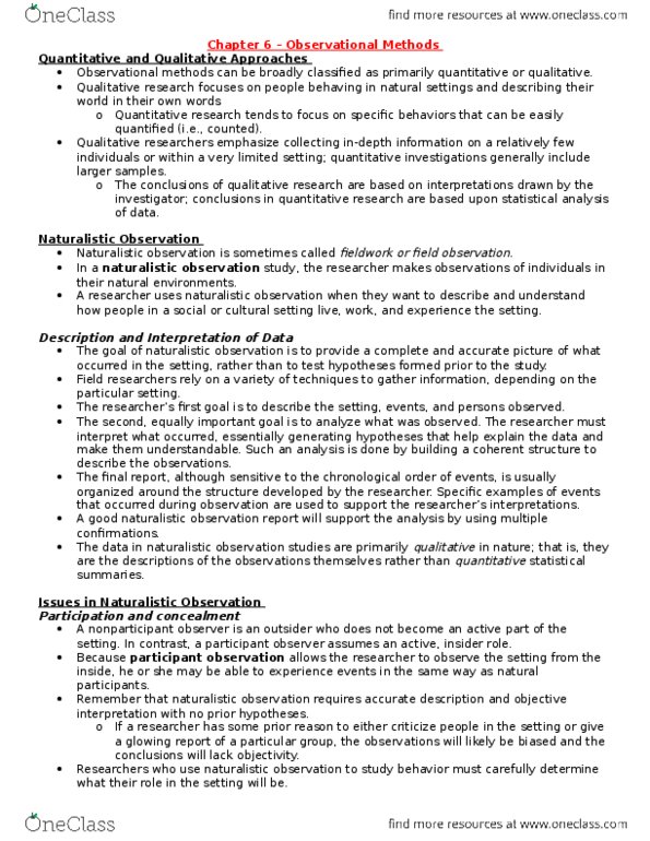 PSYB01H3 Chapter Notes - Chapter 6: Content Analysis, United States Census Bureau, Informed Consent thumbnail