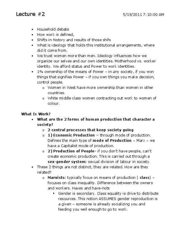 SOC366H1 Lecture Notes - Social Reproduction, Labour Power, Mena thumbnail