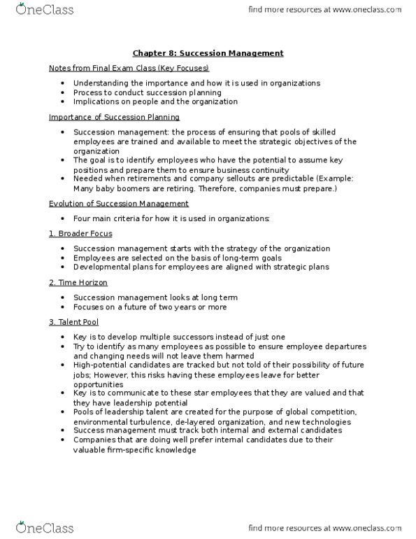 MHR 849 Lecture Notes - Lecture 7: Succession Planning thumbnail