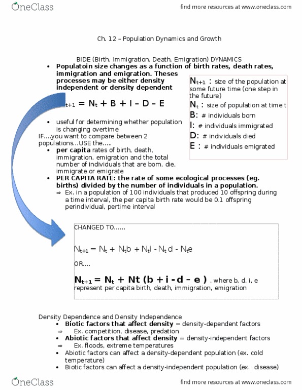 BIOLOGY 2F03 Lecture 12: Ch. 12 – Population Dynamics and Growth thumbnail