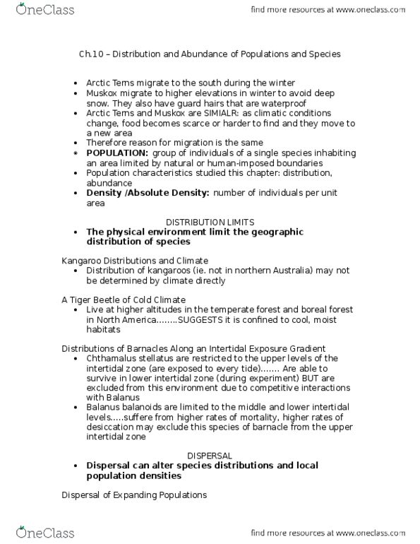 BIOLOGY 2F03 Lecture Notes - Lecture 10: Soil Texture, Global Warming, Metapopulation thumbnail