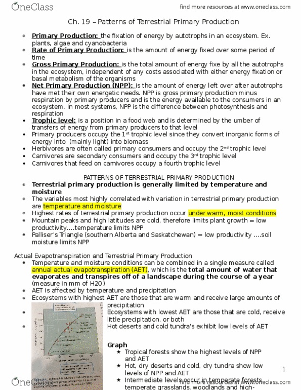 BIOLOGY 2F03 Lecture Notes - Lecture 19: Evapotranspiration thumbnail