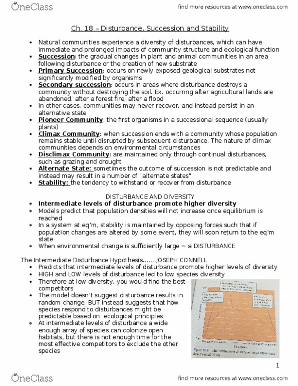BIOLOGY 2F03 Lecture 18: Ch. 18 – Disturbance, Succession and Stability thumbnail