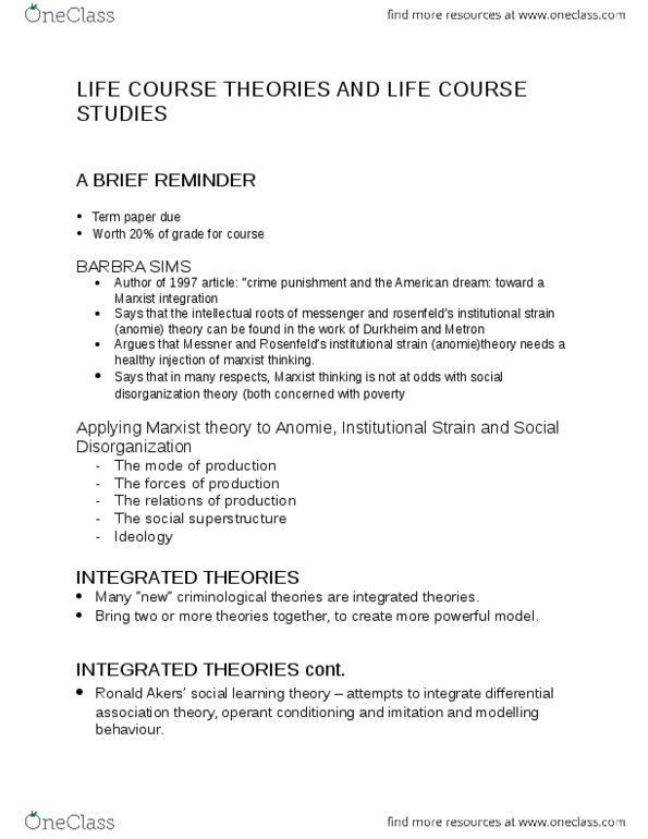 CRIM 104 Lecture Notes - Lecture 9: Local Exchange Trading System, Donald J. West, Truancy thumbnail