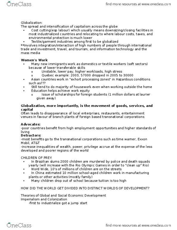 SY101 Chapter Notes - Chapter 5: Neoliberalism, Cash Crop, Hans Rosling thumbnail