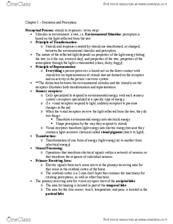 PSYC 2390 Chapter Notes - Chapter 1: Frontal Lobe, Agnosia, Limen thumbnail