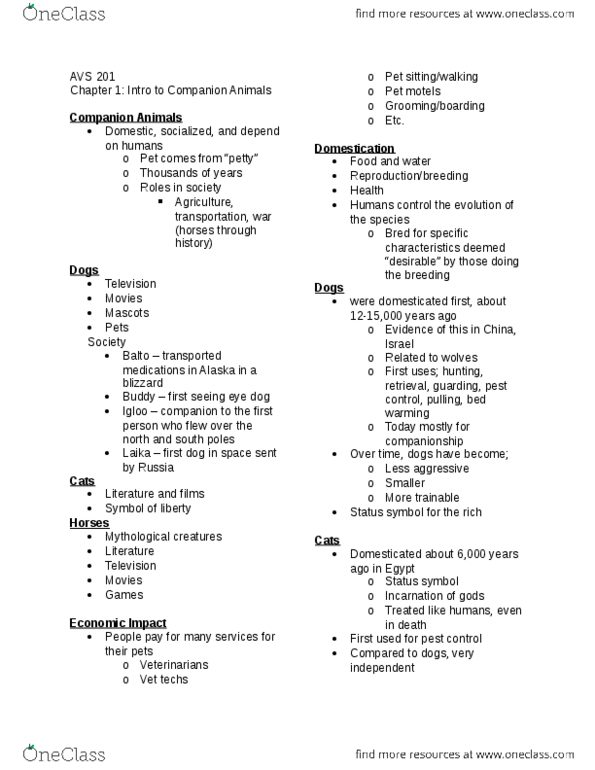 AVS 201 Lecture Notes - Lecture 1: Physical Fitness, Animal-Assisted Therapy, Dressage thumbnail