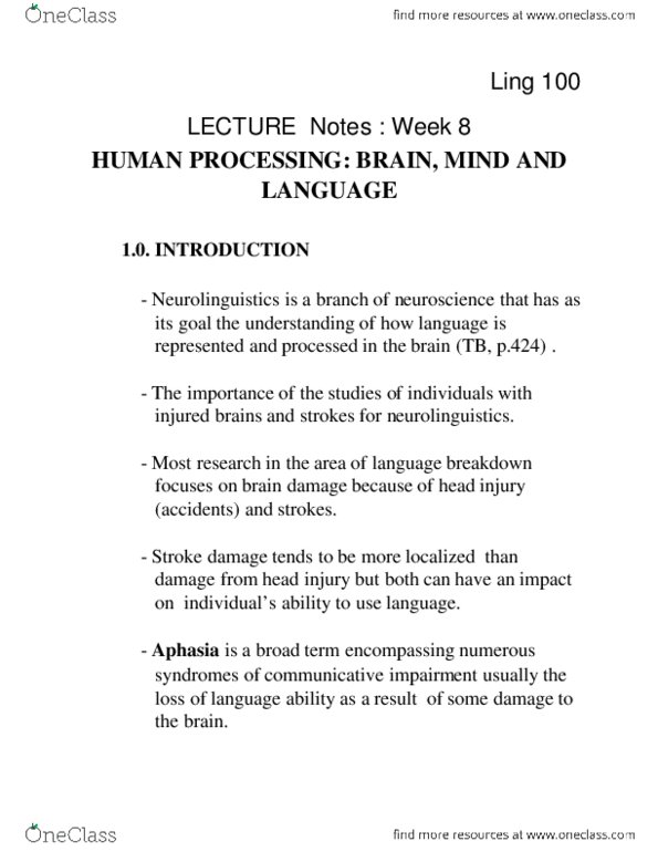 LING 100 Lecture Notes - Lecture 8: Magnetoencephalography, Dyslexia, Dysgraphia thumbnail