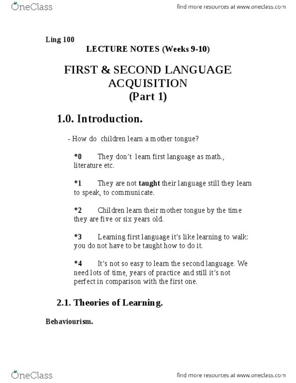 LING 100 Lecture Notes - Lecture 9: Reduplication, Regular And Irregular Verbs, Oneword thumbnail