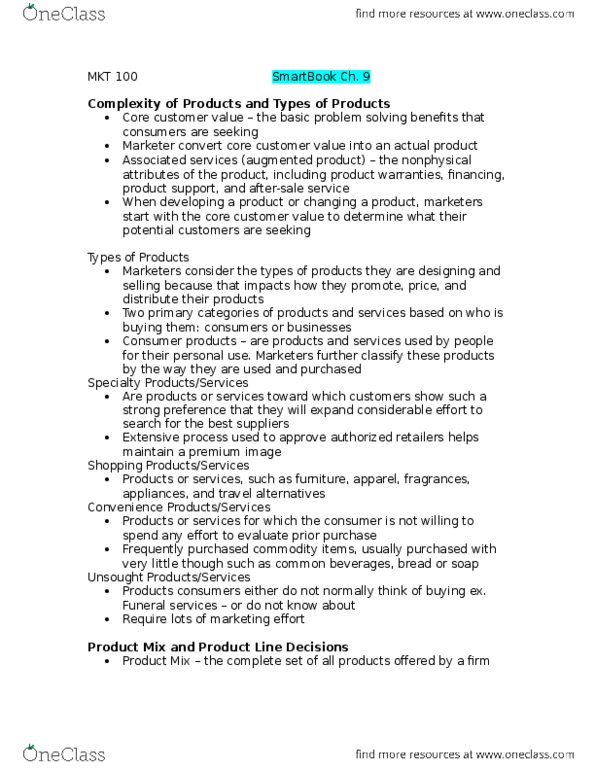 MKT 100 Lecture Notes - Lecture 10: Aseptic Processing, Toothpaste, Signify thumbnail