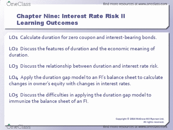 FIN 701 Lecture 4: FIN701 F2014 WEEK 4 CHAPTER 9 INTEREST RATE RISK EDITED SEP 29 2014 thumbnail