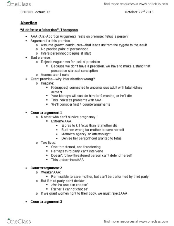 PHLB09H3 Lecture Notes - Lecture 13: Zygote, Fetus, Cell Culture thumbnail