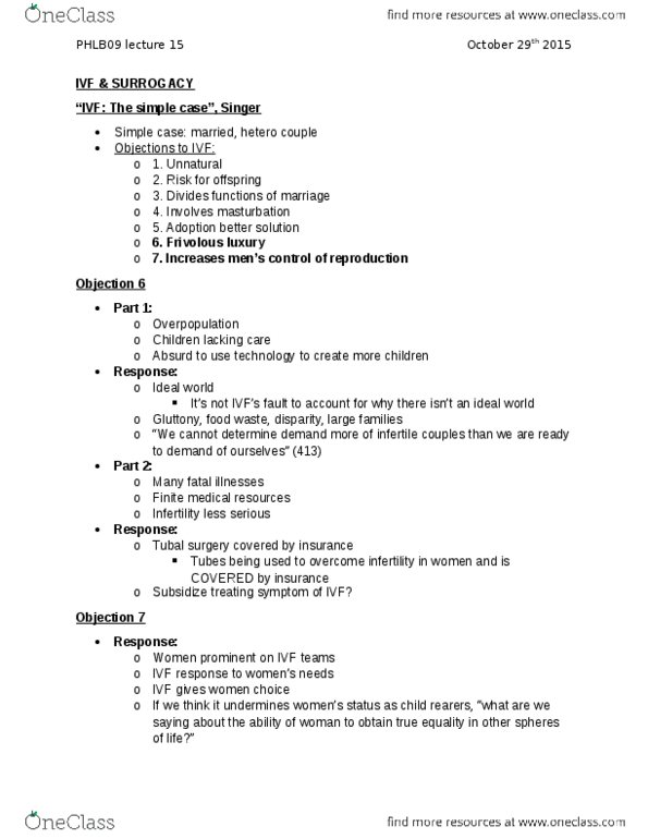 PHLB09H3 Lecture Notes - Lecture 15: Hysterectomy, Infertility, Natalism thumbnail