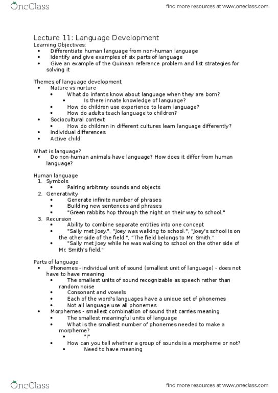 PSYC 315 Lecture Notes - Lecture 11: Active Child, Pragmatics, Language Module thumbnail