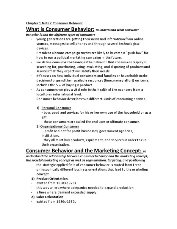 MCS 2600 Chapter 1: Chapter 1 Notes Consumer Behaviour.docx thumbnail