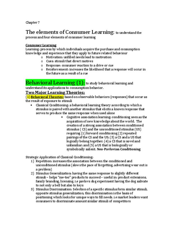 MCS 2600 Chapter 7: Chapter 7 Consumer Behavior.docx thumbnail