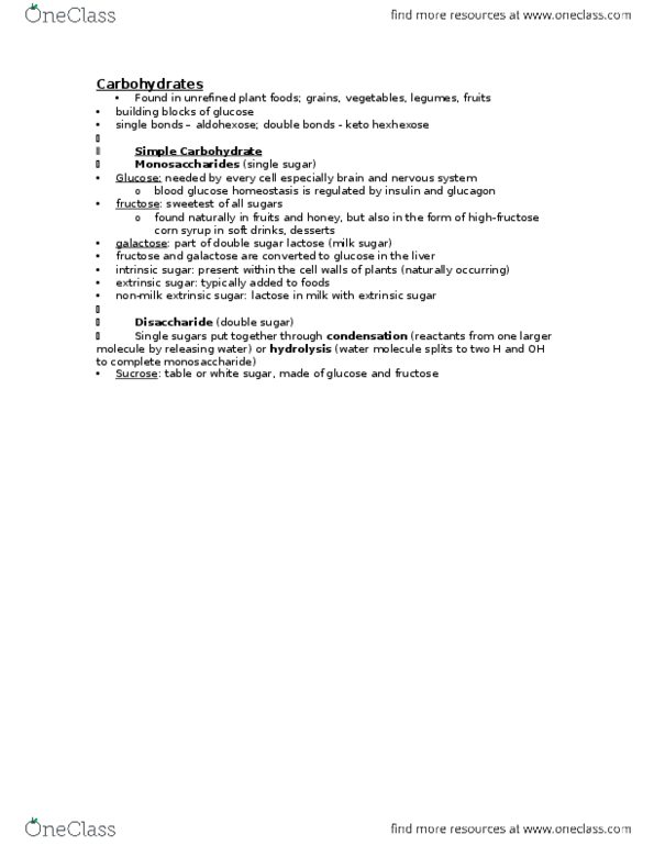 HSS 2342 Lecture 3: Carbohydrates thumbnail