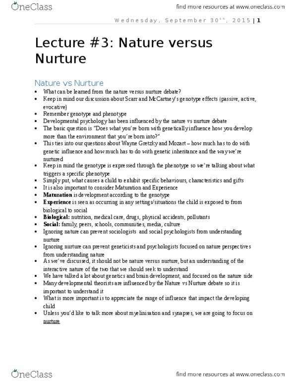 CHYS 1F90 Lecture Notes - Lecture 4: Wayne Gretzky, Natural Selection, Heritability thumbnail