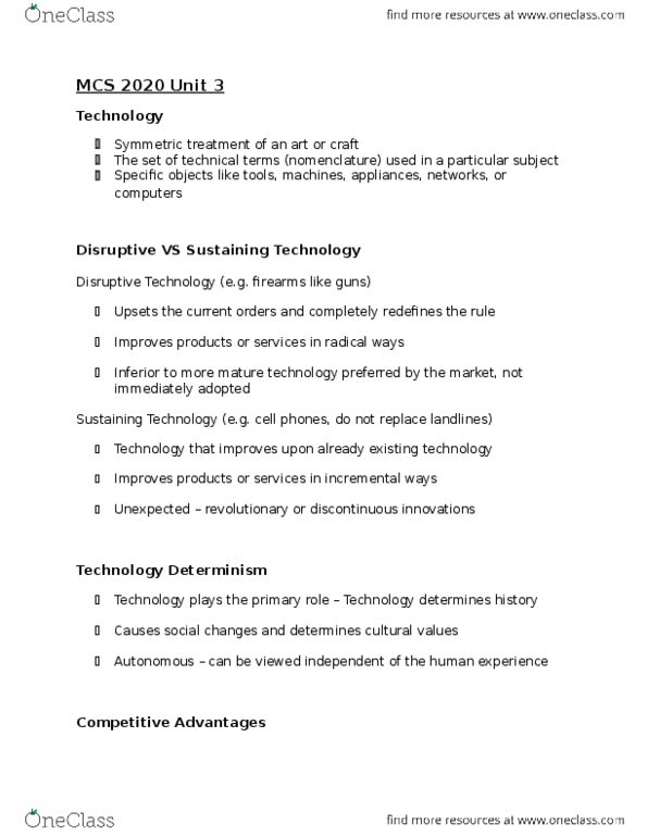 MCS 2020 Lecture Notes - Lecture 3: Mature Technology, Determinism, Conversion Marketing thumbnail