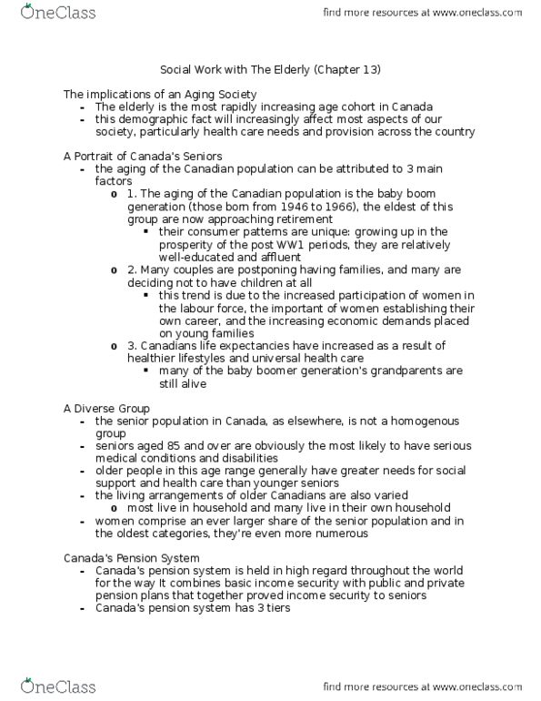 SOCWK120R Chapter Notes - Chapter 13: Canada Pension Plan, Chronic Pain, Disengagement Theory thumbnail