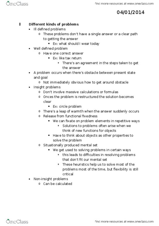 PSY 654 Lecture Notes - Lecture 11: Functional Fixedness, Problem Solving, Backtracking thumbnail