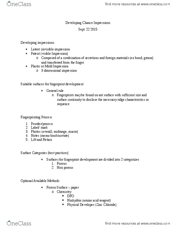 FSC239Y5 Lecture Notes - Lecture 3: Ninhydrin, Reagent, Cyanoacrylate thumbnail