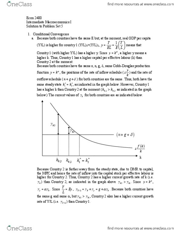 ECON 2400 Lecture Notes - Lecture 1: Conditional Convergence, Production Function, Golden Rule thumbnail