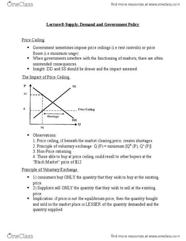 ECO101H1 Lecture Notes - Lecture 8: Price Ceiling, Economic Equilibrium, Market Clearing thumbnail