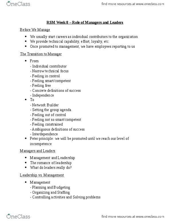 RSM100Y1 Lecture Notes - Lecture 8: Fiedler Contingency Model, Computer Hardware, Facial Action Coding System thumbnail