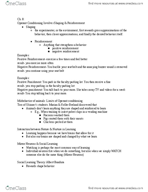 PSYC 001 Lecture Notes - Lecture 3: Seat Belt, Reinforcement, Operant Conditioning thumbnail