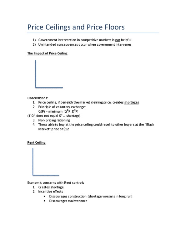 ECO101H1 Lecture : Price Ceilings and Price Floors - Lecture #6 Notes thumbnail