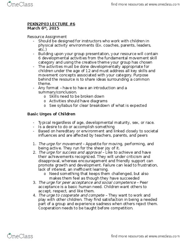 KINE 2P03 Lecture Notes - Lecture 6: Presentation Of A Group, Proprioception, Vestibular System thumbnail