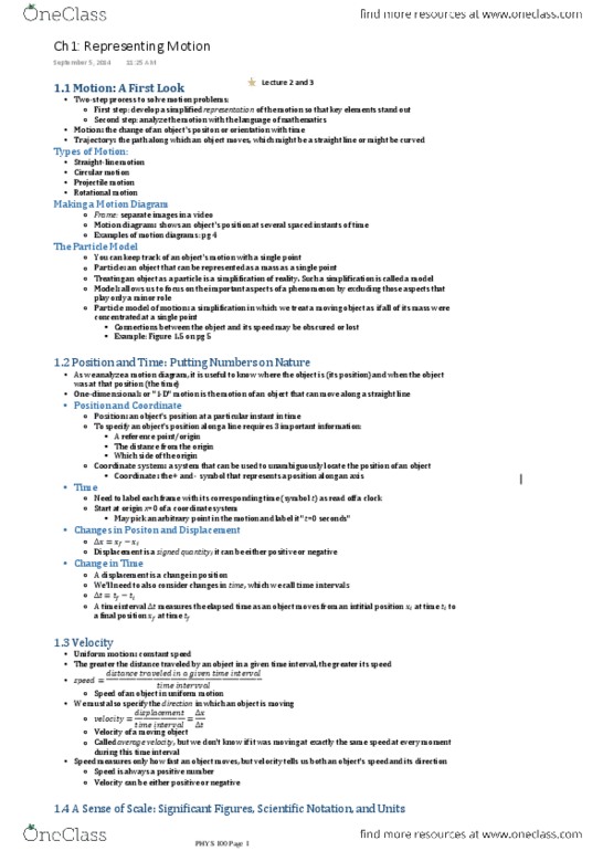 PHYS 100 Chapter Notes - Chapter 1: Scientific Notation thumbnail