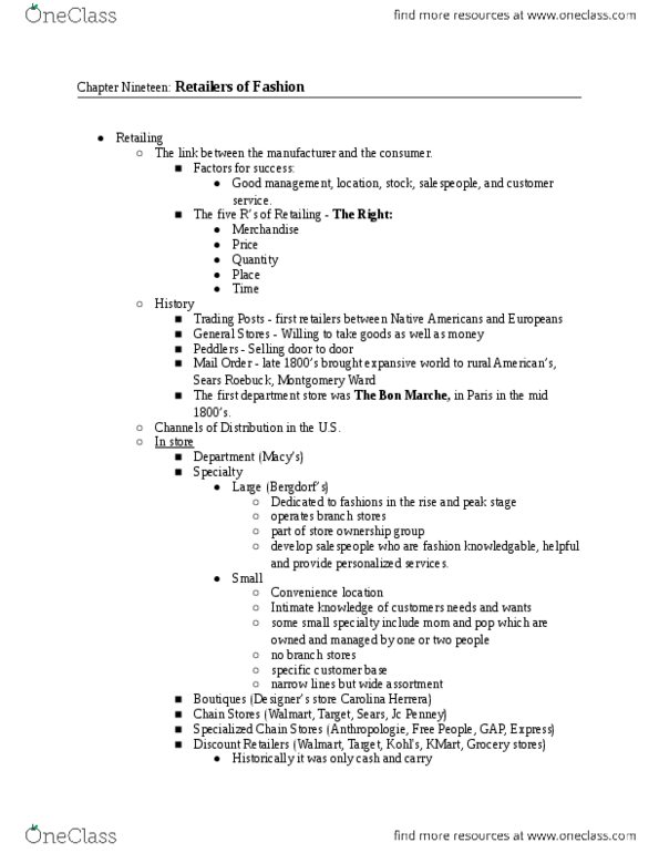 FM 114 Lecture Notes - Lecture 14: The Home Depot, Costco, Home Shopping Network thumbnail