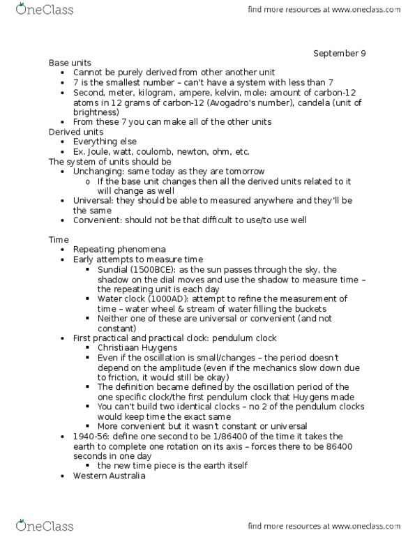 PHYS114 Lecture Notes - Lecture 1: Carbon-12, Ampere, Kilogram thumbnail