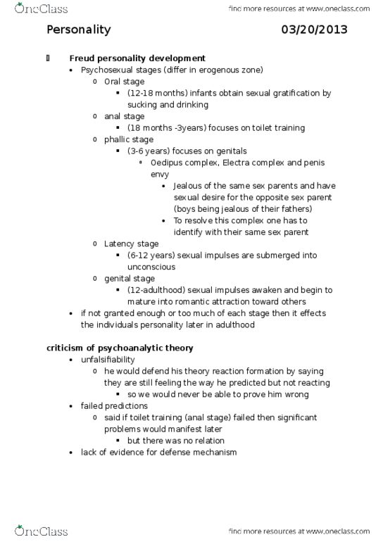 PSY 202 Lecture Notes - Lecture 9: Penis Envy, Erogenous Zone, Toilet Training thumbnail