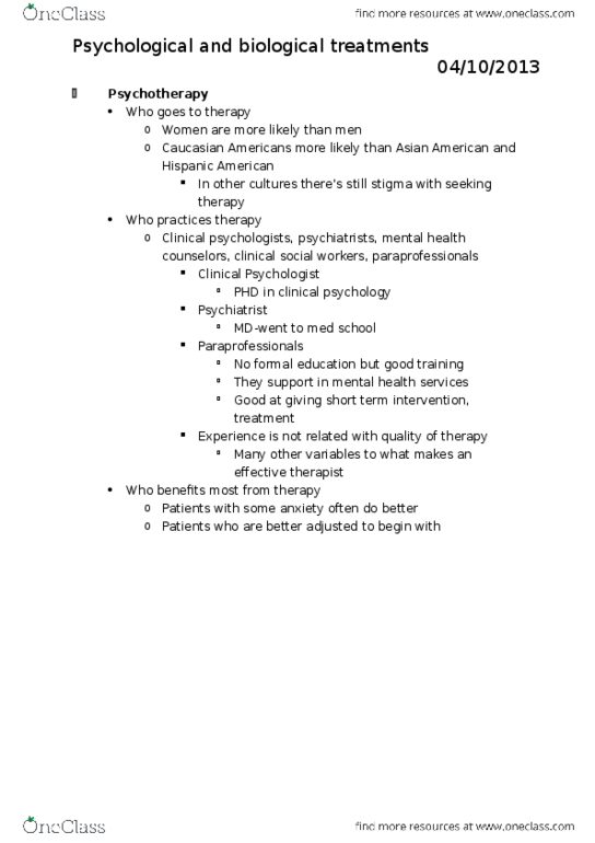 PSY 202 Lecture Notes - Lecture 12: Behaviour Therapy, Social Skills, Facilitated Communication thumbnail
