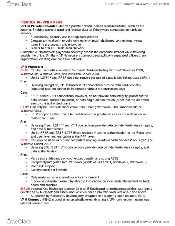 Computer Systems Technology WIN310 Lecture Notes - Lecture 10: Public Key Infrastructure, Internet Key Exchange, Message Authentication thumbnail