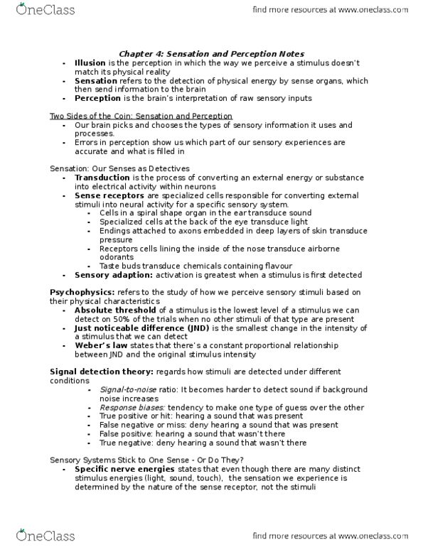 PSY 102 Chapter Notes - Chapter 4-6: Subjective Constancy, Subliminal Stimuli, Detection Theory thumbnail