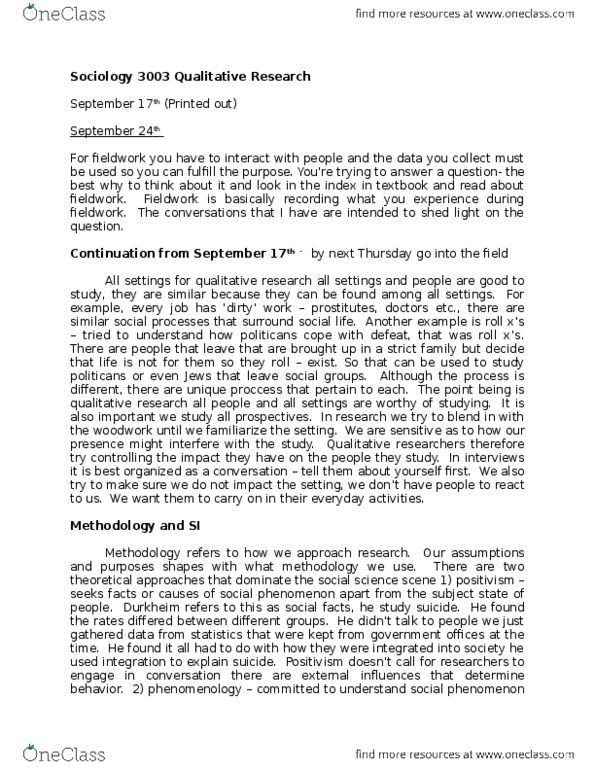 SOCIOL 3O03 Lecture Notes - Lecture 4: Social Fact, Ethnomethodology thumbnail