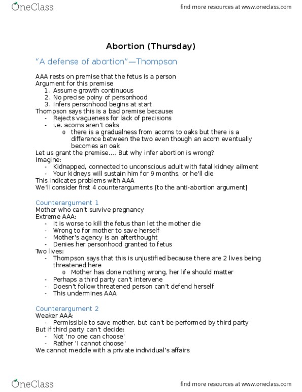 PHLB09H3 Lecture Notes - Lecture 13: Counterargument, Danian, Aborted thumbnail