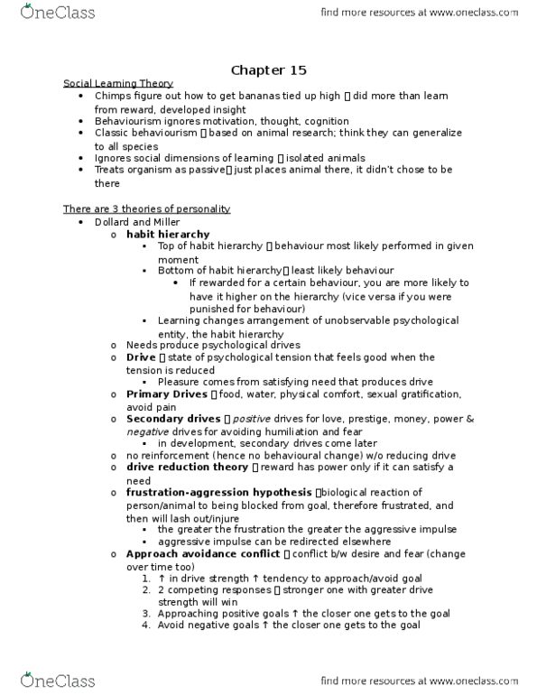 PSYCH 2B03 Lecture Notes - Lecture 15: Behaviorism, Bandura, Decision-Making thumbnail