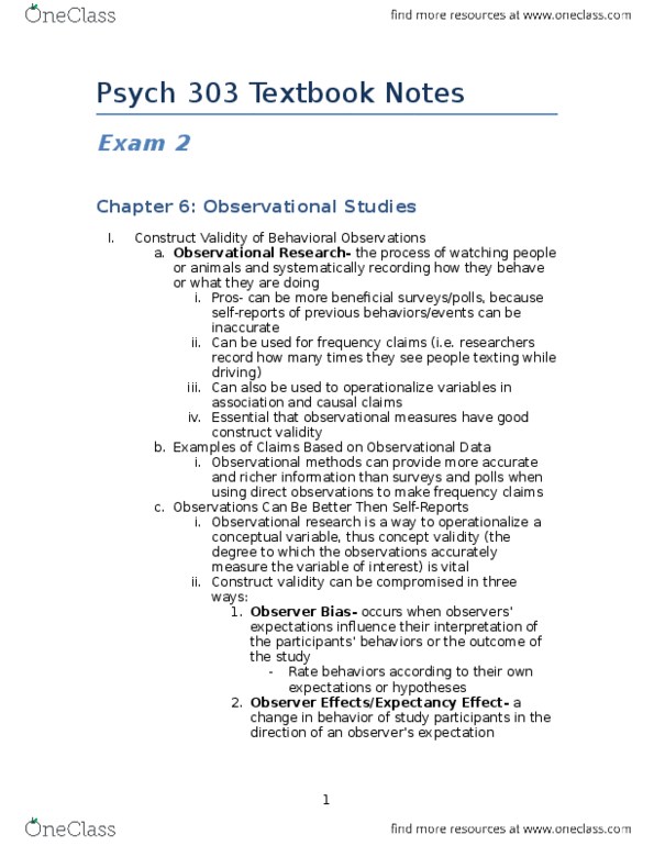 PSYCH 303 Chapter Notes - Chapter -: Confounding, Dependent And Independent Variables thumbnail