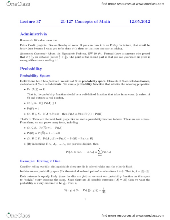 21127 Lecture Notes - Lecture 37: Umber, Conditional Probability thumbnail