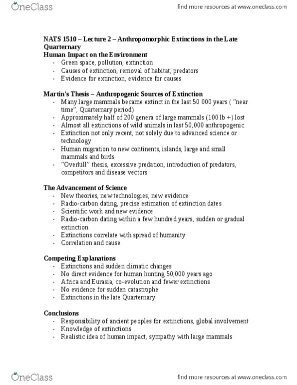 NATS 1510 Lecture Notes - Lecture 4: Quaternary, Human Migration, Mesoamerica thumbnail