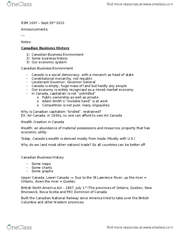 RSM100Y1 Lecture Notes - Lecture 3: North American Free Trade Agreement, Business Cycle, Service Canada thumbnail