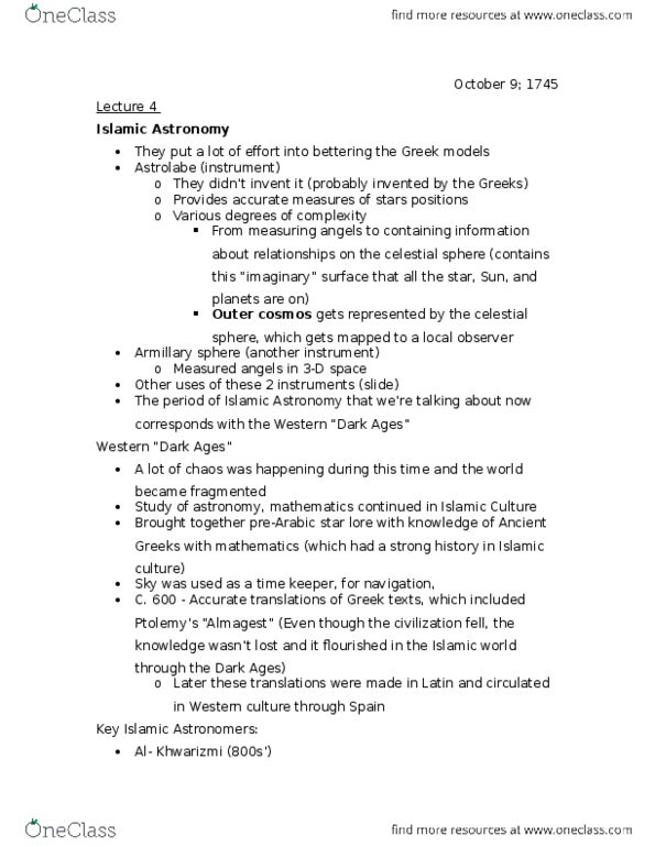 NATS 1745 Lecture Notes - Lecture 4: Scientific Revolution, Circular Motion, Ibn Al-Haytham thumbnail