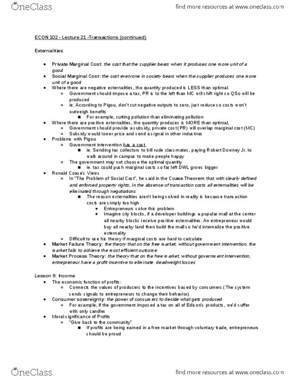 ECON 102 Lecture Notes - Lecture 21: Robert Downey Jr., Coase Theorem, Marginal Cost thumbnail