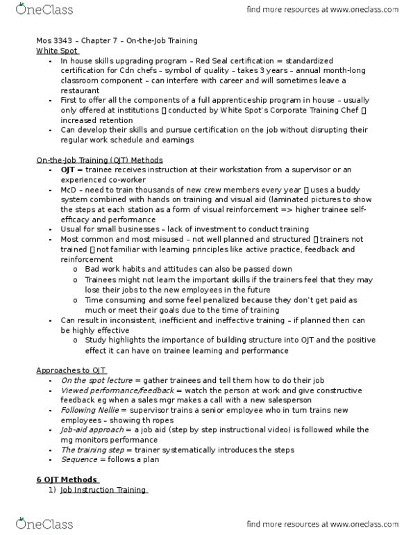 Management and Organizational Studies 3343A/B Chapter Notes - Chapter 7: White Spot, Candela, Telus thumbnail